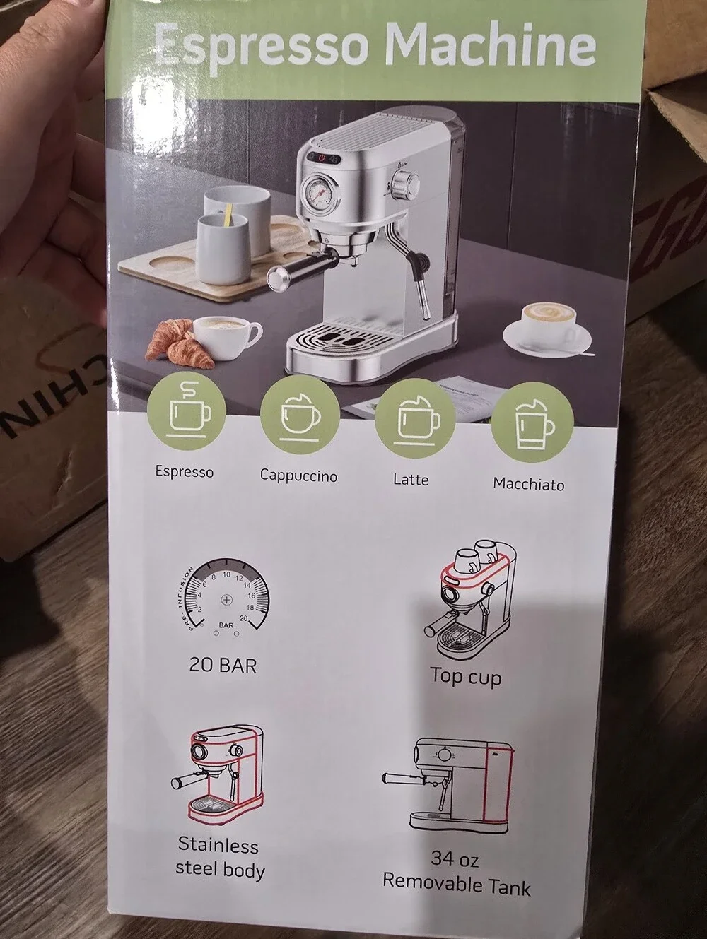 Stainless Steel Espresso Machine with Steam Wand - Silver
